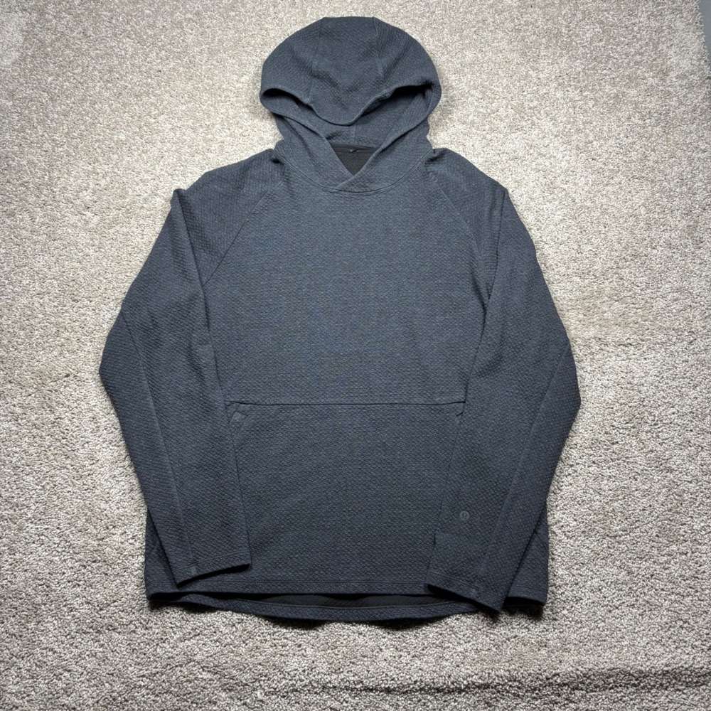 Lululemon At Ease Hoodie Mens Large Heathered Black Textured Knit LM3BF7S